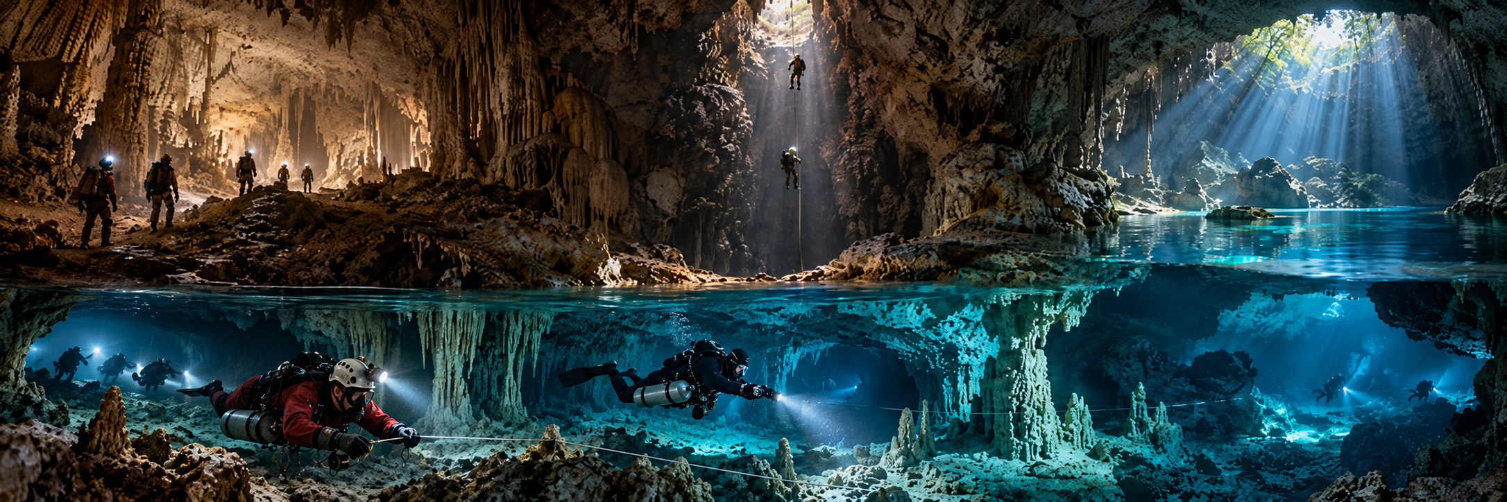 Cave Dive World — dry cave, sump and underwater cave exploration banner