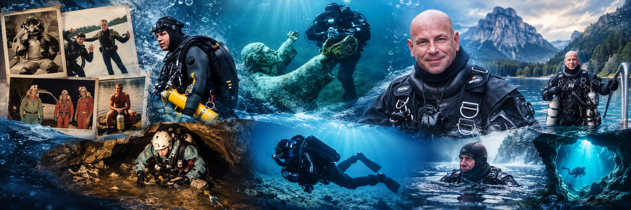 DiverInterCom KCore Scuba history collage