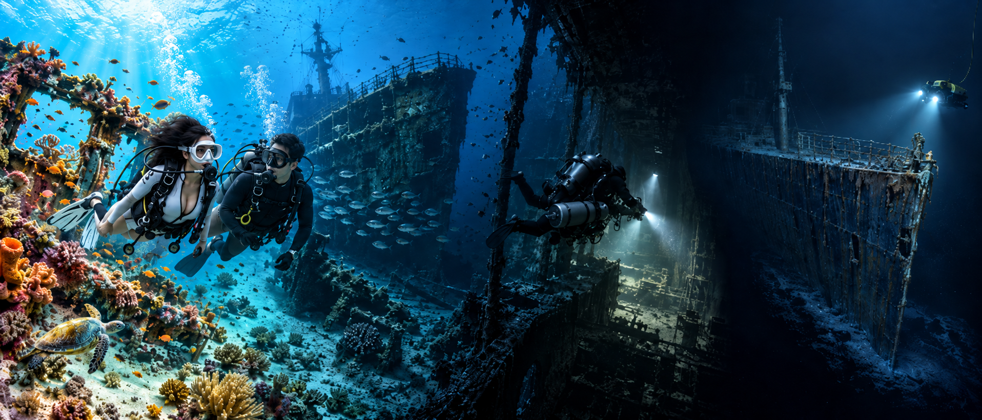 Wreck Dive World — shallow recreational wrecks, technical wreck diving and deep-ocean ROV exploration